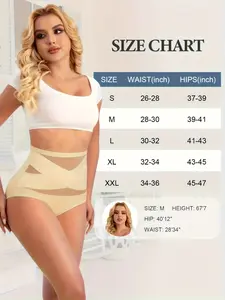 Women's High Waist Breathable Mesh Thong Panties, Cross Texture Design, Tummy Control, Butt Lifting, Seamless Shaping