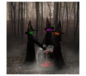 Evergreen LED 3 Witches & Cauldron Garden Stake