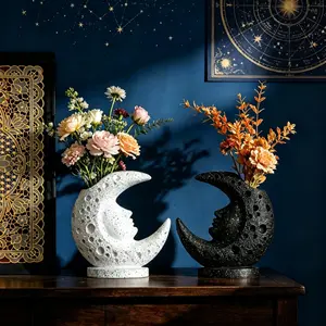 1pc Celestial Decor Moon Face Resin Vase, Exquisite Moon God Ornament, Resin Craft Flower Holder, Home Decor for Dining Room Living Room Lounge Flower Room Office, Perfect Gift