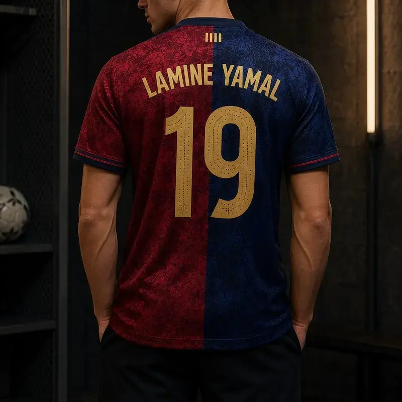 Lamine Yamal #19 Soccer Jersey, Unisex Short Sleeve Football Fan Shirt, Breathable Quick-Dry Athletic Sports T-Shirt, Match Day Streetwear Outfit for Soccer Fans & Collectors