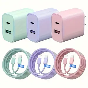 SANPRIO For iPhone 17 Charger Fast Charging, 20W Dual Port Power Adapter with 10ft  USB C to C Cable for iPhone 17/15/16 Series, iPad Cellphone Electronic