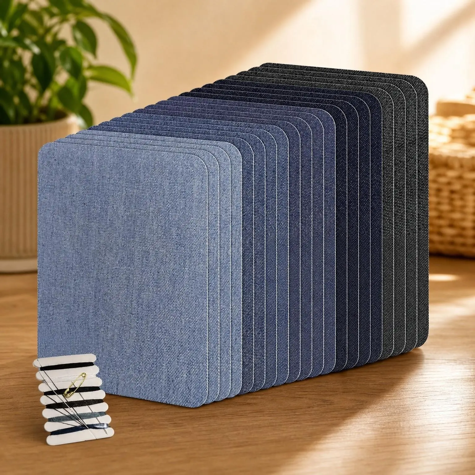 Iron-on Repair Patch 20 Pcs Pack, Denim Patches for Jeans Kit 3" by 4-1/4", 100% Cotton Iron-on Repair Patch, Jeans and Clothing Repair and Decoration Kit (Five Color 1.0)