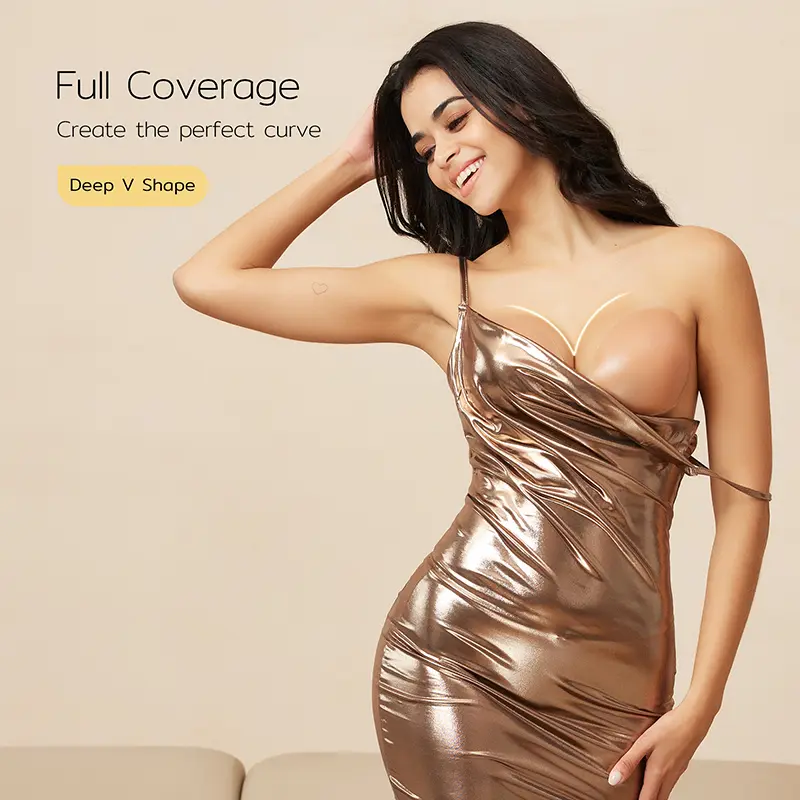 invisible bra backless dress Invisible Adhesive Push-Up Bra Sticky Strapless Bra with Clear Halter Neck  Strap for Backless Dresses/Tops(D413-Beige-E at Amazon Women's Clothing  store