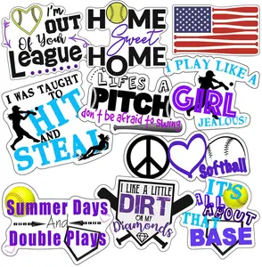 Softball Stickers, Ten Vinyl Stickers Supporting Softball, Great Softball Gift, Decorative Stickers