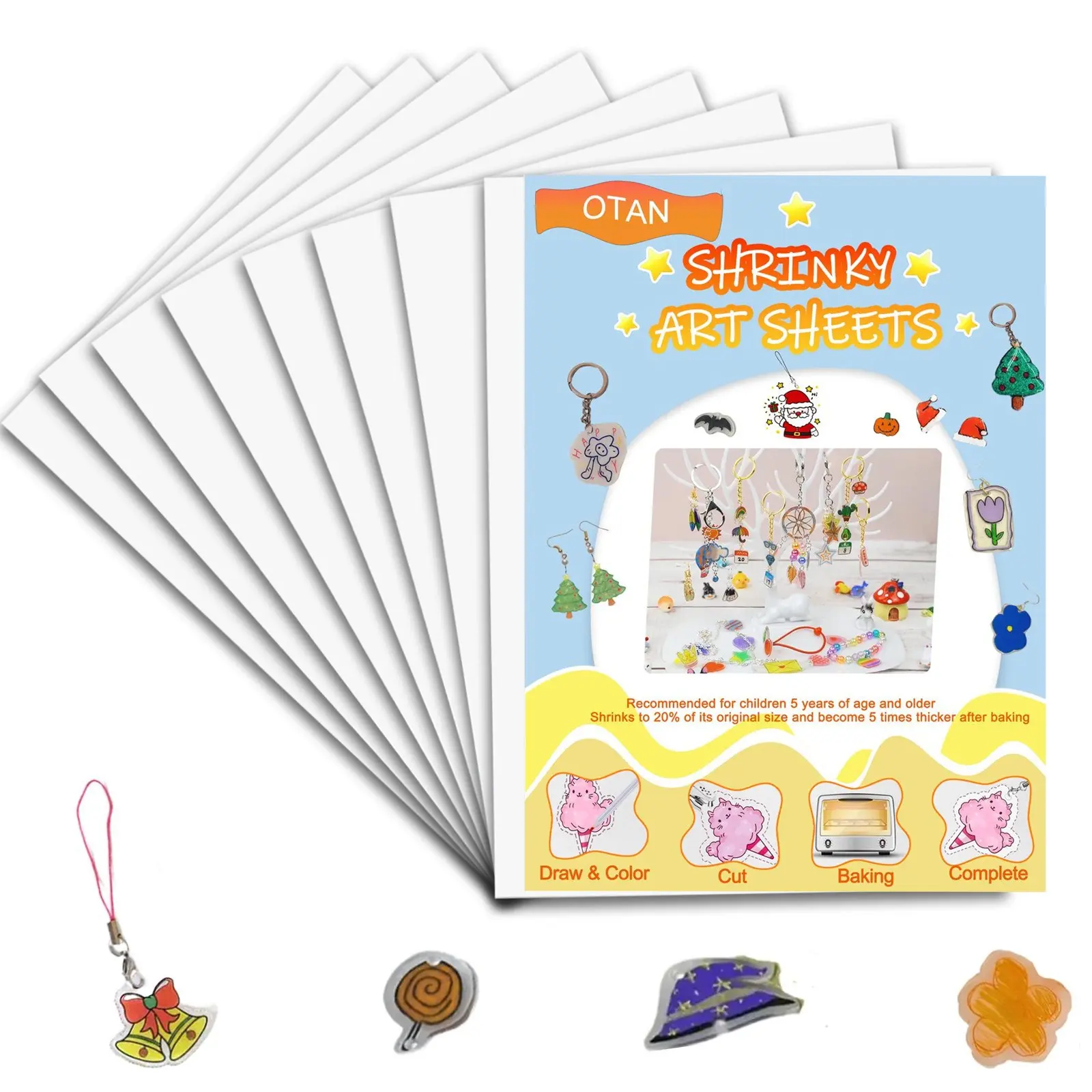 Heat Shrink Plastic Sheets, Shrink Art Paper Shrink Film Sheets Frosted Ruff n' Ready for Kids Creative Craft Gifts, Crafts Art Supplies, Crafting Supplies, DIY Art Design, Create Your Own Earrings, Necklace, DIY Keychains Accessories(A5 Size)