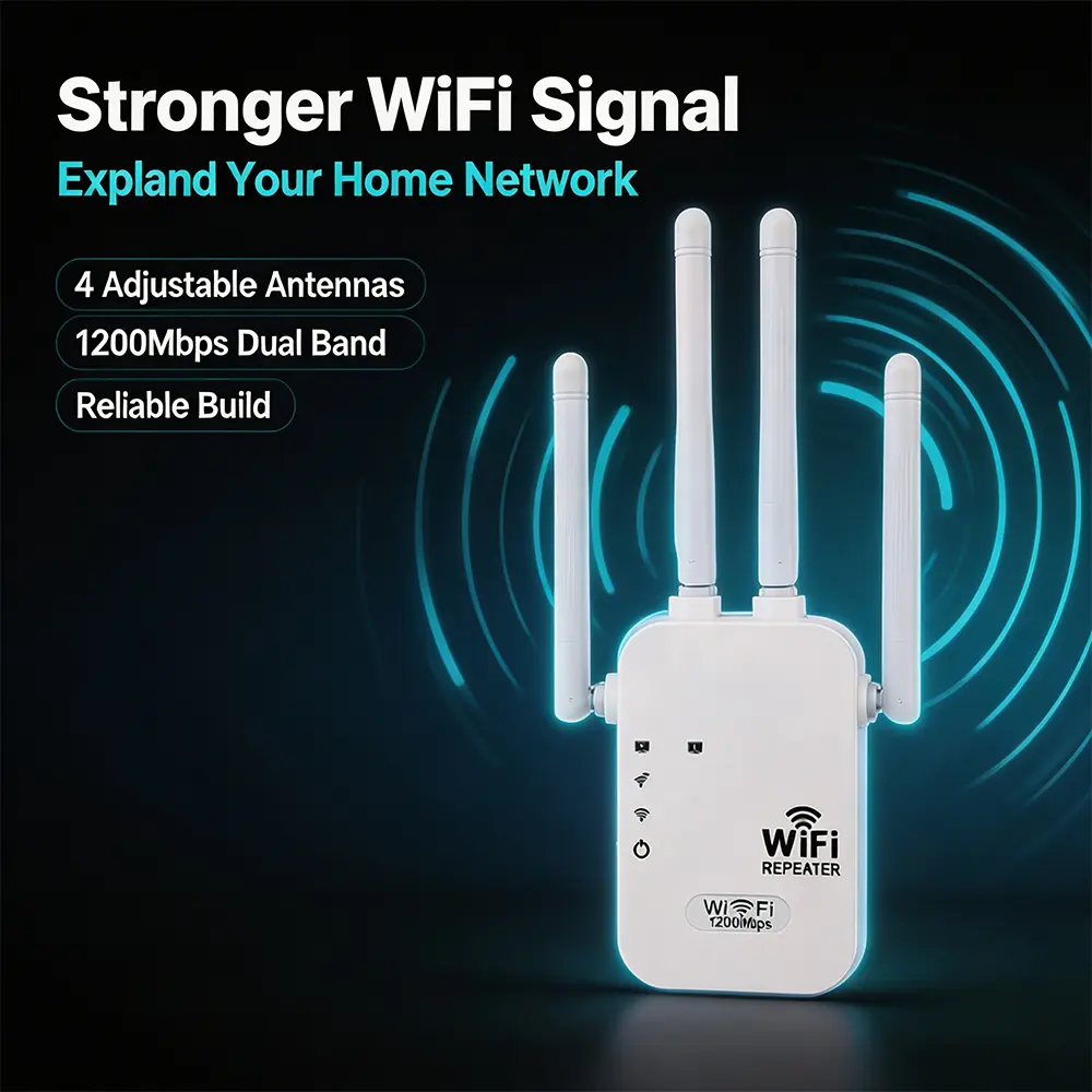 WiFi Extender 2026 6-Antenna Strong Signal, 1200Mbps Dual Band (2.4GHz) Booster, Wide Signal Coverage Wireless Remote Amplifier Ideal for Home Studios Remote Workspaces computer Deals For You Days