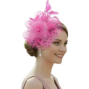 Fascinators Hats for Women Vintage Tea Party Hat Fancy Dress Headwear Feather Fascinator for Weddings Racing Events