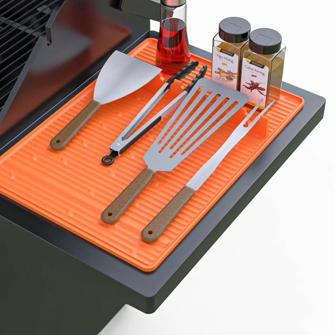 Silicone Grill Mat, 1 Count Non-slip Silicone Griddle Tools Mat with Drip Pad, Spatula Mat for Outdoor Grill Kitchen Counter