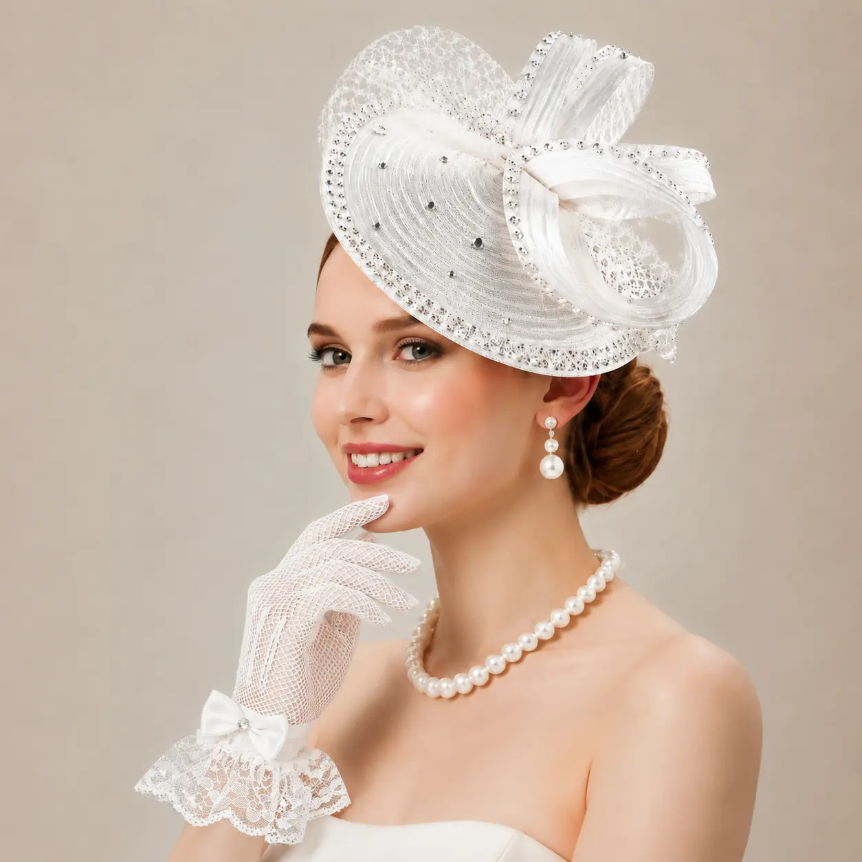 Women's Satin Fascinators Hat with Feather Veil for Tea Party Headdress Hair Accessories