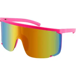 FEISEDY Vision Shield Sunglasses for Men Women Oversized Neon 80s 90s Visor Shades Sports Style Outdoor Cycling Ski B5030