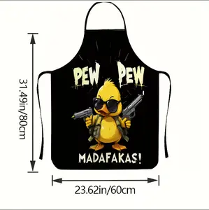 Funny Duck Design Sleeveless Apron Stylish Glasses Bandolier Print Heavy Duty Polyester for Home Cooking Baking BBQ