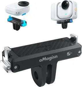Magnetic Quick Release Mount for Insta360 Go Ultra, Stainless Steel Bracket with 2 Prong Adapter Universal Fit for Insta 360 Go Ultra Accessories, Tripod, Selfie Stick