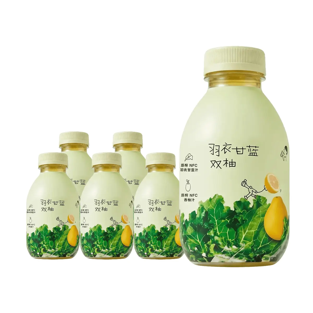HEYTEA Kale Pomelo Green Juice Drink - 6 Pack, 350ml Bottles | Plant-Based, High Fiber Liquid Salad, Rich in Vitamin C