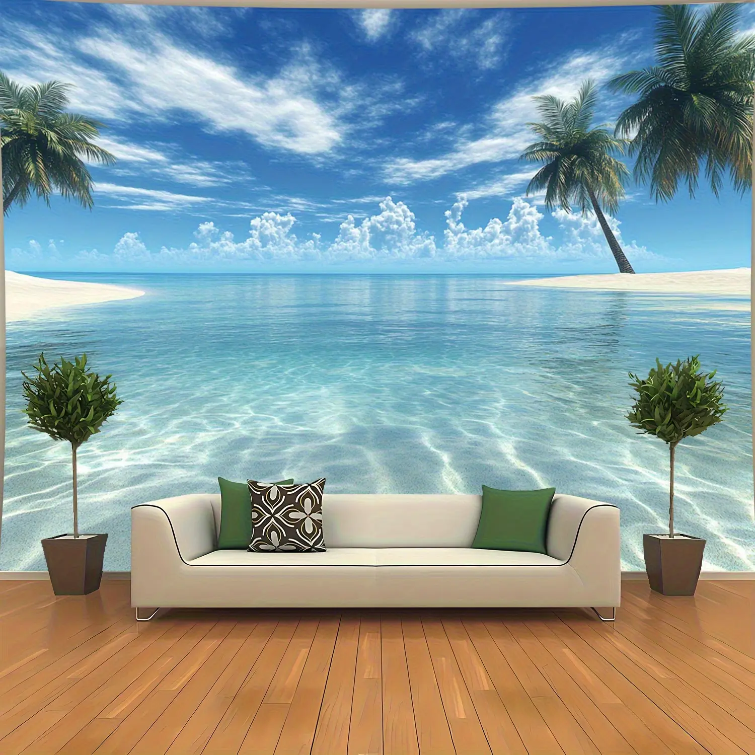Tropical Ocean Beach Tapestry - Lightweight Synthetic Printed Polyester Artwork, Wall Banner, Photo Backdrop, Table Decoration for Bedroom Home Decor, Thanksgiving Event Prop