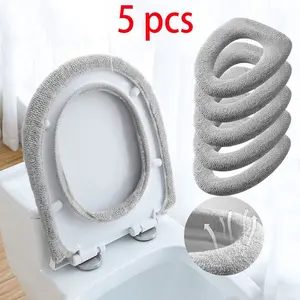 5pcs Universal Winter Toilet Seat Cushion, Thickened All-Season Washable Toilet Seat Cover for Home Use, Toilet Accessory