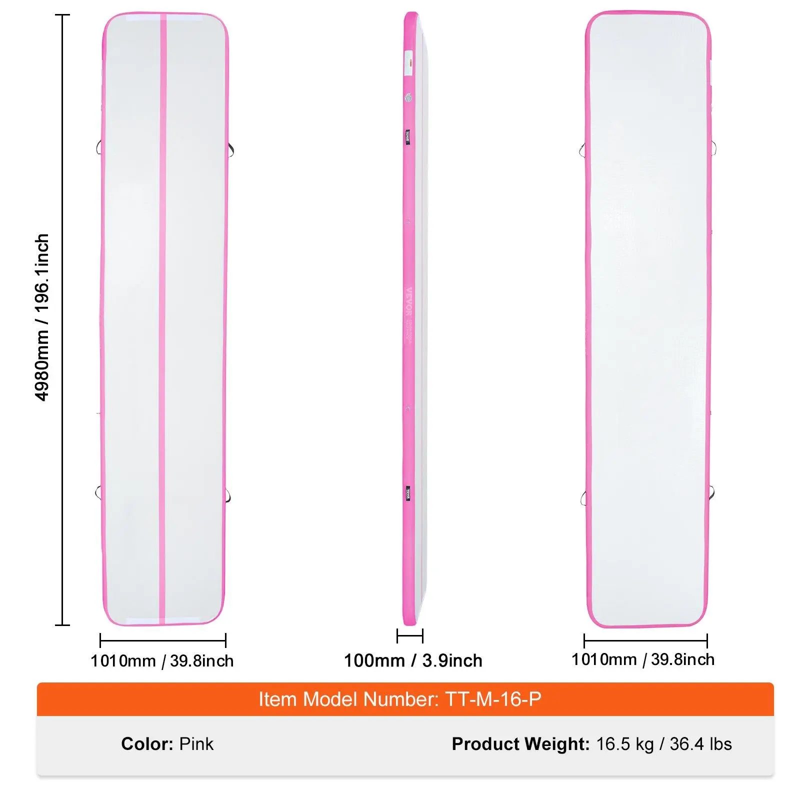 Mat - 16 ft x 3.3 ft x 4 in - Pink