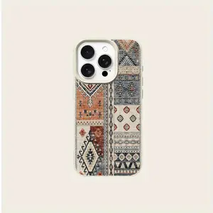 Phone Case for IP 17/16/15/14/13/12/11 Series (Pro, Pro Max & Standard) - Trendy Ethnic Retro Pattern, Shockproof Drop Protection & Scratch Resistant, Durable Flexible TPU, Ideal Holiday Gift