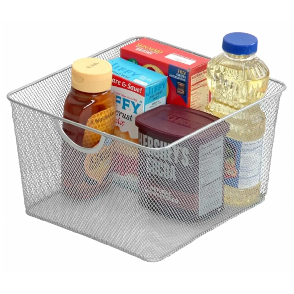 212 MAIN Silver Mesh Open Bin Storage Basket Organizer - Multi-Size Stainless Steel Container for Cycling Equipment, Laundry, Kitchen, Bathroom Supplies, Metal