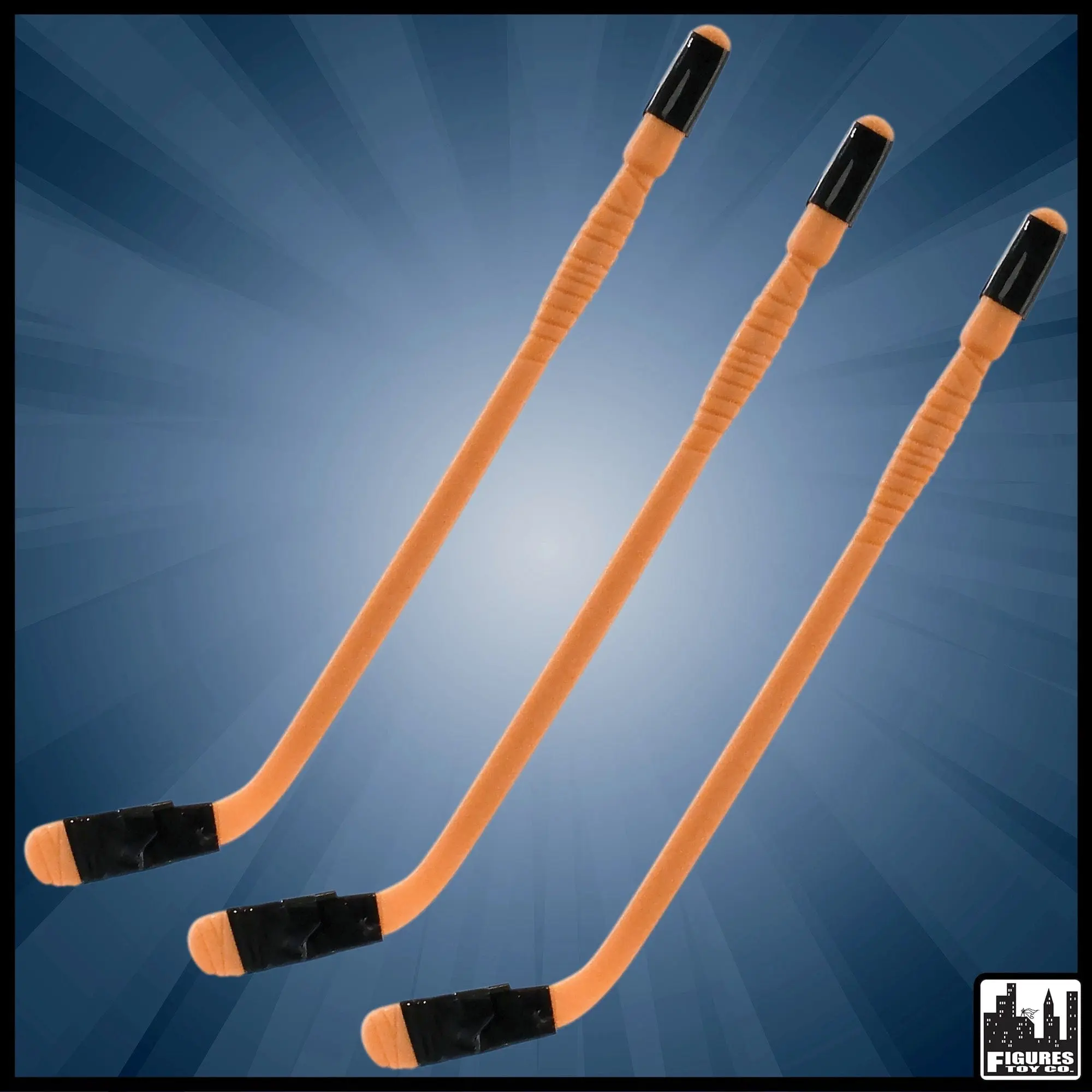 Set of 3 Brown Hockey Sticks for WWE & AEW Wrestling Action Figures