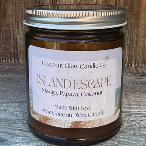 Coconut Glow Candle Co Island Escape Mango Papaya Coconut 9 oz Coconut Wax Candle Made With Love