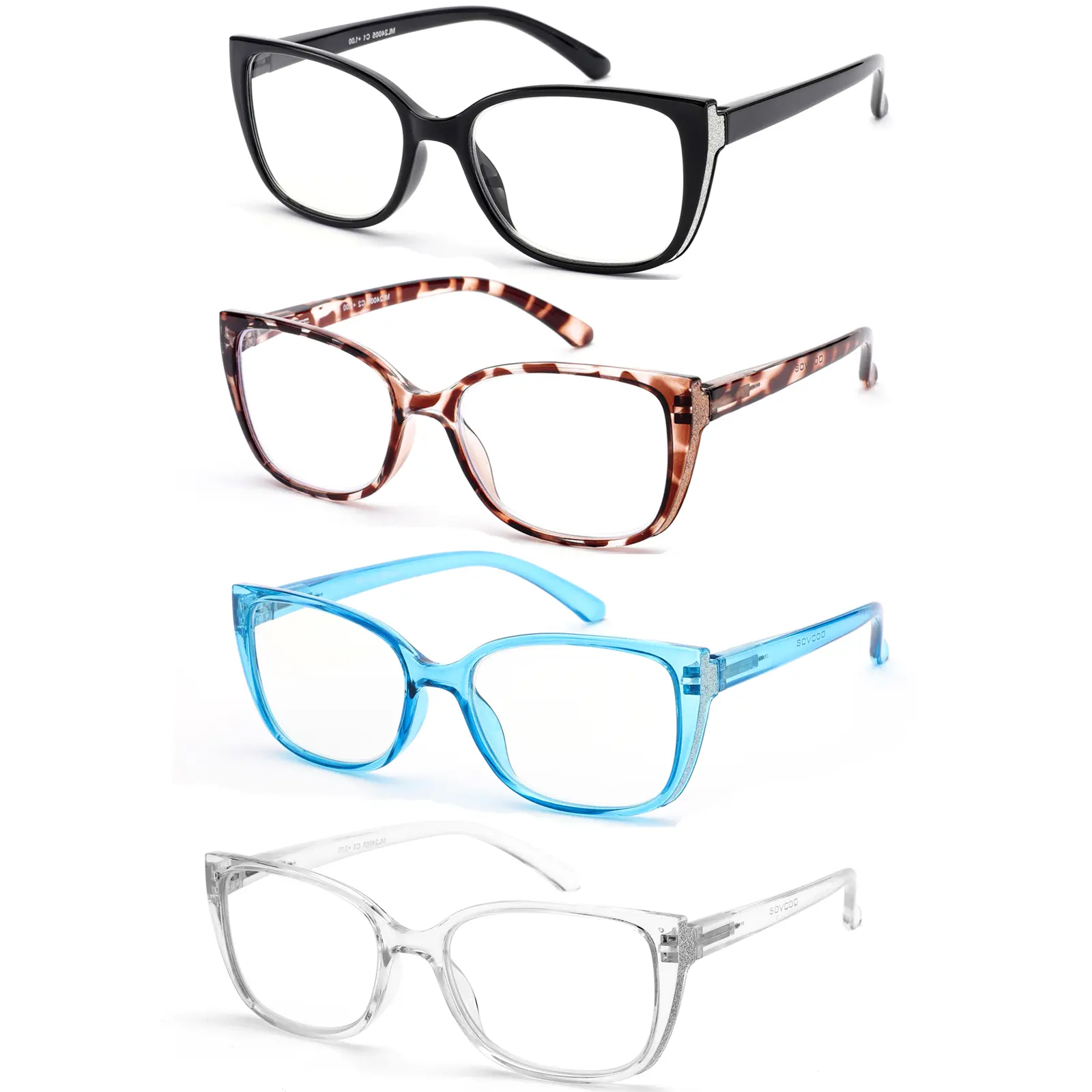 ZOECHIC 4 Pack Reading Glasses for Womens Blue Light Blocking Computer Readers Spring Hinges Eyeglasses Anti Eyestrain/Glare