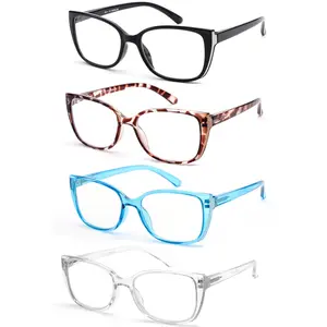 ZOECHIC 4 Pack Reading Glasses for Womens Blue Light Blocking Computer Readers Spring Hinges Eyeglasses Anti Eyestrain/Glare