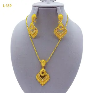 24k Gold Plated Jewelry Sets for Women Costume Nigerian Dubai Bridal Heart-shaped Necklace Earrings Sets Wedding Party Gifts