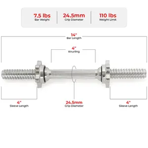 Sunny Health & Fitness Threaded Dumbbell Handles - 14 & 24" Sunny Health & Fitness Threaded Dumbbell Handles - 14 & 24"