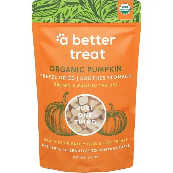 A Better Treat – Freeze Dried Organic Pumpkin Dog and Cat Treats, Organic, Single Ingredient | Natural, Healthy, Diabetic Friendly | Made in The USA