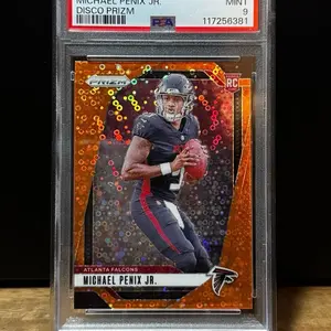 2024 Panini Prizm Michael Penix Jr. Orange Disco Prizm #378 Falcons PSA 9 (RC)