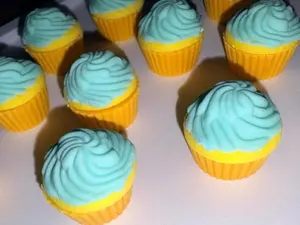 Teal Frosted Rubber Cupcake Charm - Cute Bakery Craft Charm - No Hole