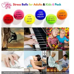 Stress Balls for Adults & Kids 6 Pack – Motivational Stress Relief Fidget Toys, Hand Exercise Therapy Balls for Anxiety, Stress & Anger Relief, Sensory Fidget Toys Mother’s Day Gift for Calm Focus & Relaxation