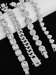 Water diamond decorative bracelet, exquisite fashion birthday gift accessories that can be layered, modern and luxurious accessories, Cuban bracelet, suitable for daily wear, vacation and dating occasions, and also a surprising and delicate small gift.