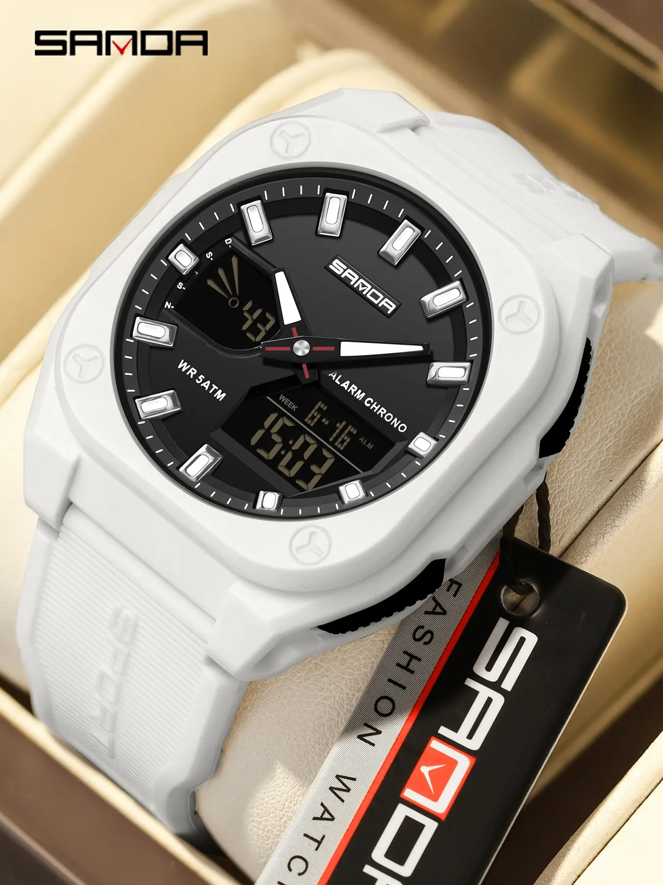 Sanda Sports Electronic Watch, Multi-Function Outdoor Summer Time Watch, Multiple Alarms, Simple Waterproof Design, Fashionable Digital Watch, Sporty Waterproof Watch, Digital Multifunctional Watch