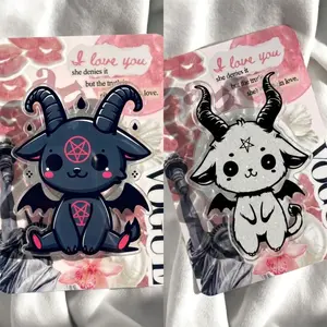 Horned Goat Baphomet Phone Grip | Cute Pastel Goth Demon Wings Phone Stand Holder | Kawaii Spooky Pentagram Phone Accessory | Trendy Alt Rock Streetwear Style Gift
