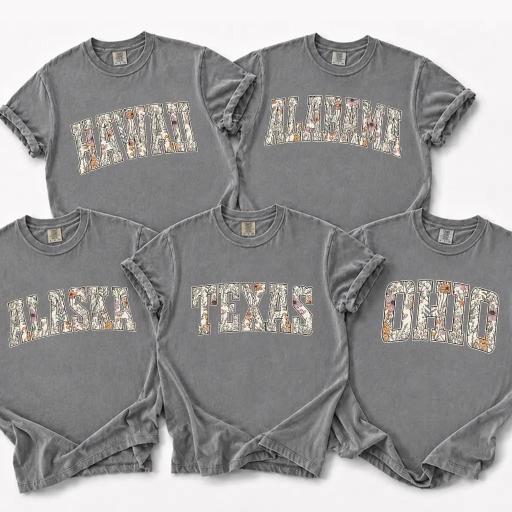 Comfort Colors  All States T-Shirt, Custom State Name Graphic Tee, College Leopard Print Shirt, Personalized Gift for Her, Unisex Cotton Top, Trendy Preppy State Pride Tee, Cute Game Day Outfit - DPCLICK