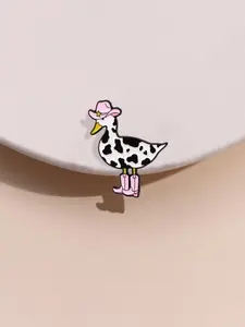 Cute Cow Print Duck Design Brooch, Fashionable Animal Design Brooch, Enamel Pin Suitable for Backpacks, Jeans, Scarves, Hats Decoration