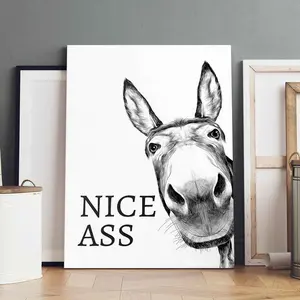 Wooden Frame Canvas Art Print, Fun Donkey Poster, Animal Decor, Modern Wall Art for Living Room & Bedroom, Ideal Gift Idea, Canvas Prints, Wall Art Decoration