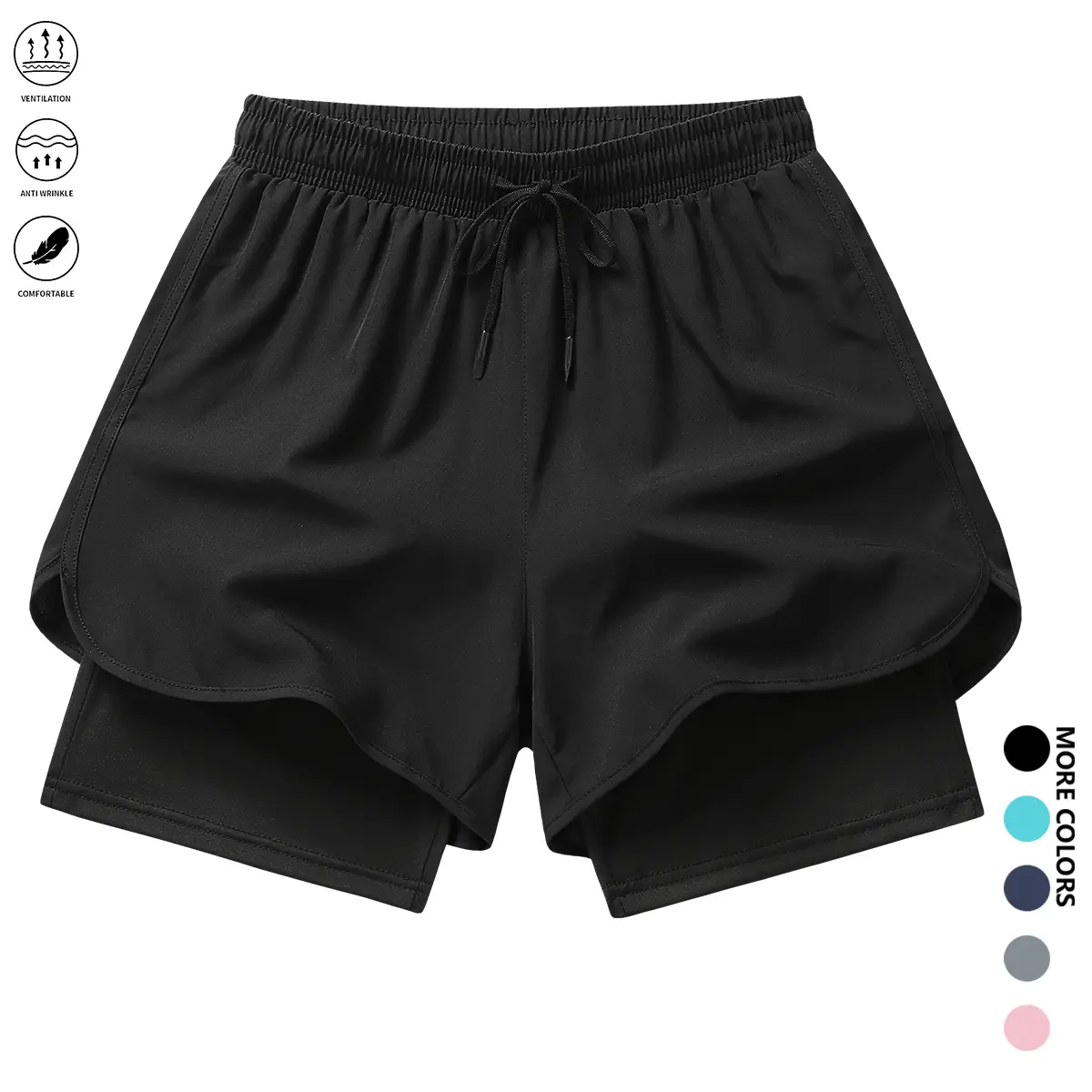 Women’s solid-color shorts, summer casual shorts with lining, comfortable and breathable women’s summer shorts