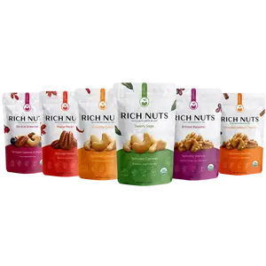 Rich Nuts Variety Pack - Sprouted Organic Vegan Snacks - 6 Decadent Flavors - Cinnamon Walnut Crunch, Savory Sage, Crunchy Curry, Maple Pecan, Brilliant Balsamic, Go Nuts & Berries - US Made Fruit - 4 or 5 Ounces per Bag Protein