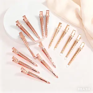 Alligator Hair Clip for Styling Sectioning - Salon Hair Clip for Thick Hair, Hair Styling Clip with Wide Teeth & Double-Hinged Design Rose gold