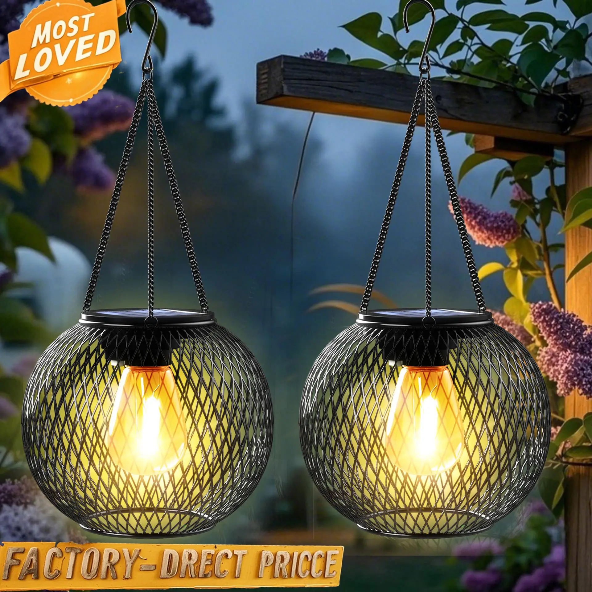 Outdoor Solar Hanging Light,2/4 packs Solar Lantern Outdoor Garden with IP65 Waterproof,Waterproof Tree Light for Garden Yard Pathway,Garden Decor