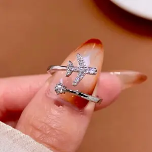 Sterling 925 Silver Simple Airplane RingFor Women Girl Daily Life Party Retro Party Jewelry Gift