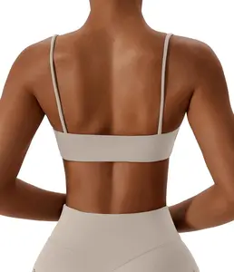 Women's Sports Bras Wirefree Racerback Workout Bras Sexy Thin Straps Yoga Sport Bras with Removable Pads
