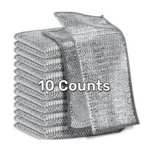 10/20 Counts Dishwashing Rags,Multipurpose Non-Scratch Wire Dishcloths for Kitchen Cleaning,Wet and Dry Use, Reusable Wire Cleaning Cloths for Kitchen, Sinks, Pots, and Pans
