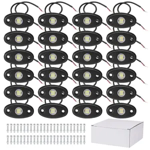 Dazone 24Pcs White LED Rock Lights Underbody Glow Lamp 6000K IP67 Waterproof for Offroad SUV Pickup Truck UTV