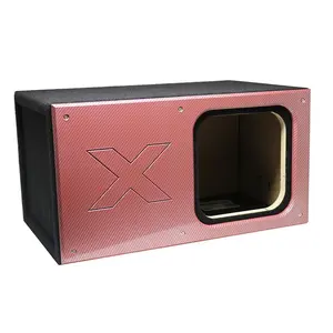 15" Single Vented SOLO X Sub Box-ALL 1" MDF-Red Super Weave Carbon Fiber Faceplate