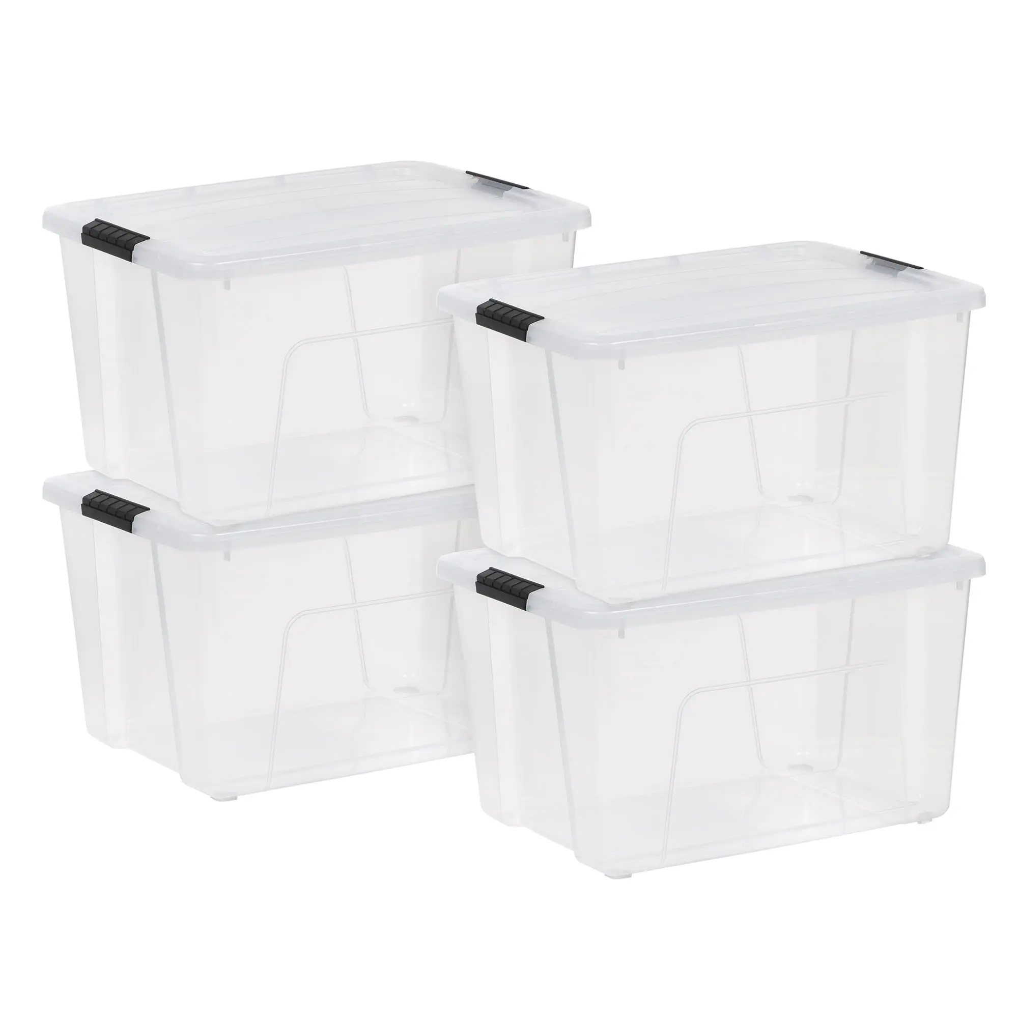 60 Qt Clear Plastic Storage Bins with Latching Lids, Stackable Storage Totes for Closet, Garage & Home, 4 Pack