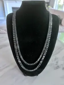 Sterling Silver Iced Out Black VVS Tennis Chain