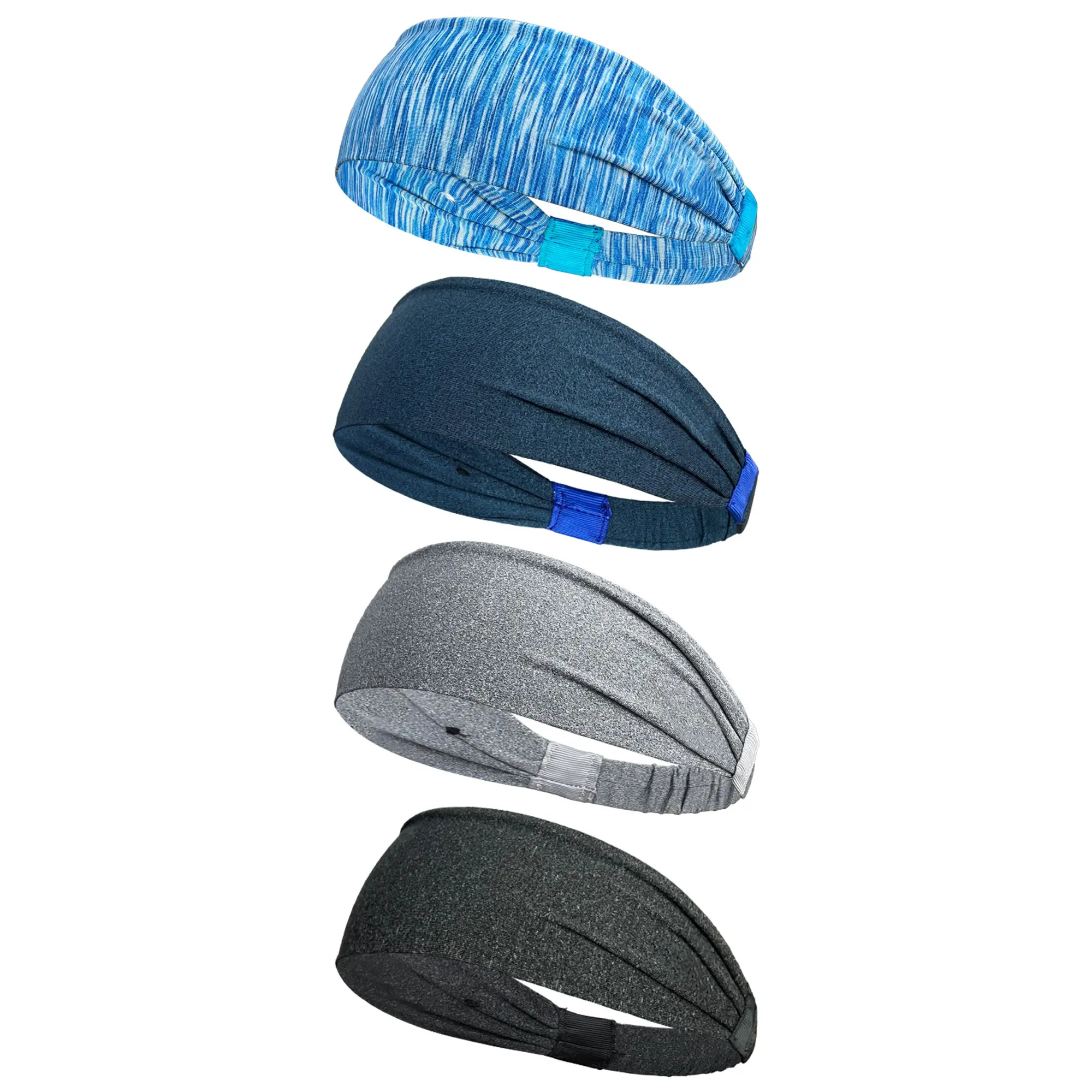 4-Pack Moisture-Wicking Sports Headbands, Unisex Non-Slip Sweatbands for Men & Women, Quick-Dry Athletic Hair Bands for Running, Gym, Football & Yoga, Workout Headband, Sweat Absorbing Headband, Elastic Headbands, Training Headband
